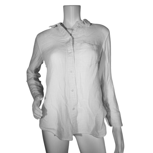 J Crew Womens Sz 2 Garçon Classic Double Gauze Long Sleeve Collared Shirt Top - Picture 1 of 7